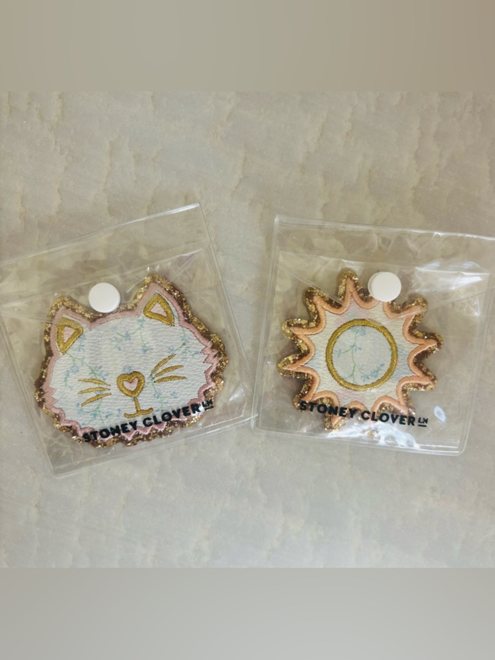 Stoney Clover White & Pink Cat and Sun Patch Set